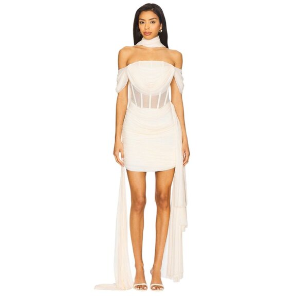 Deme by Gabriella Marianna Dress in Off White Small New Womens Scarf Mini - Picture 1 of 15